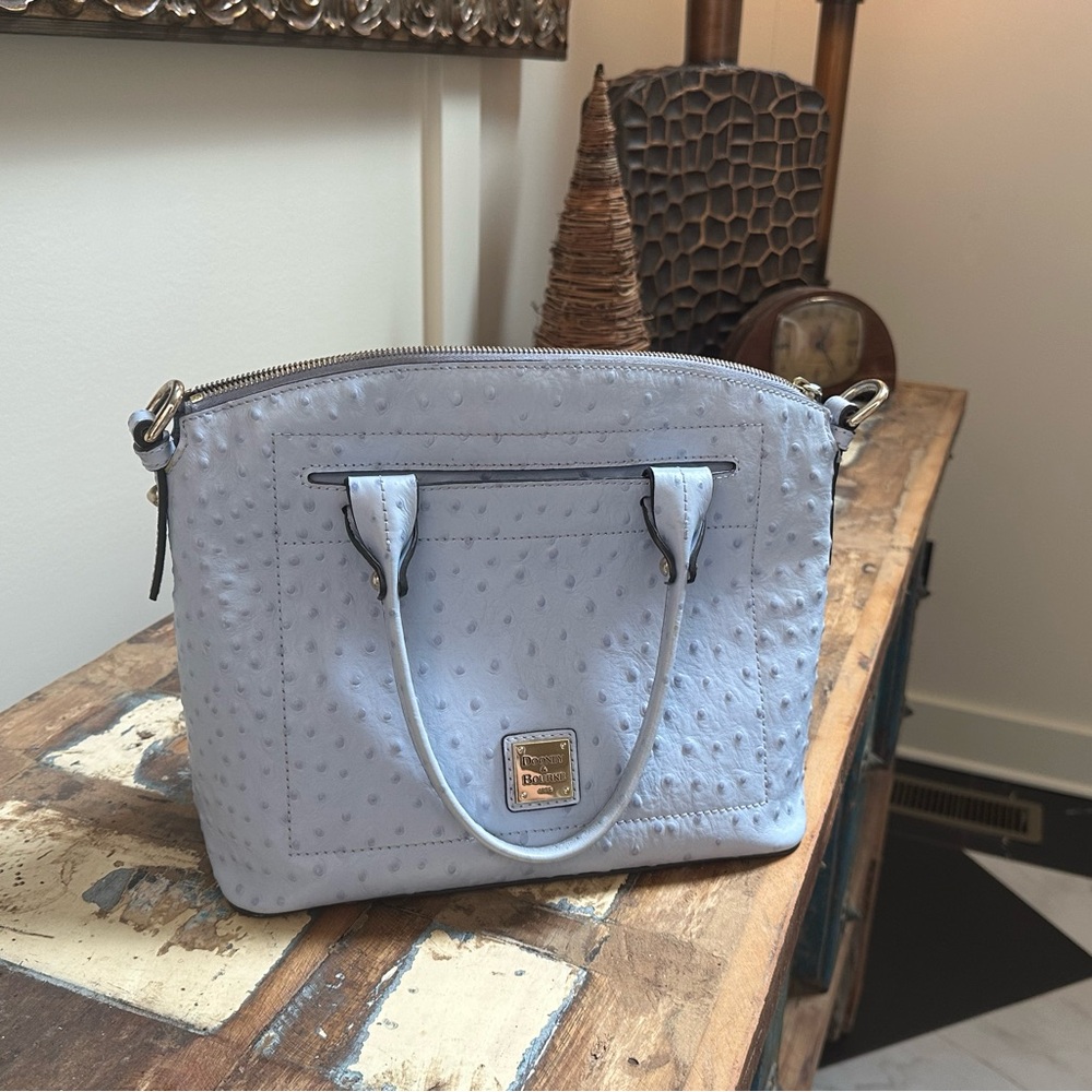 Dooney &Bourke Glacier Blue ostrich domed satchel